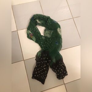 SCARF Green Painted by Hand 51” x 11.8” New